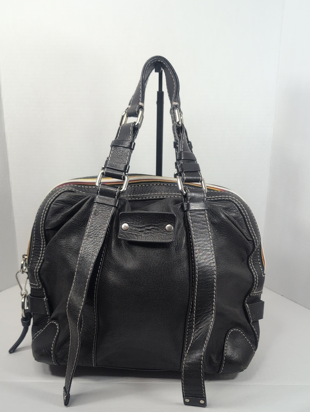 Chloe Vintage 2000's Black Leather Patsy Boston Bowling Bag - Picture 2 of 13